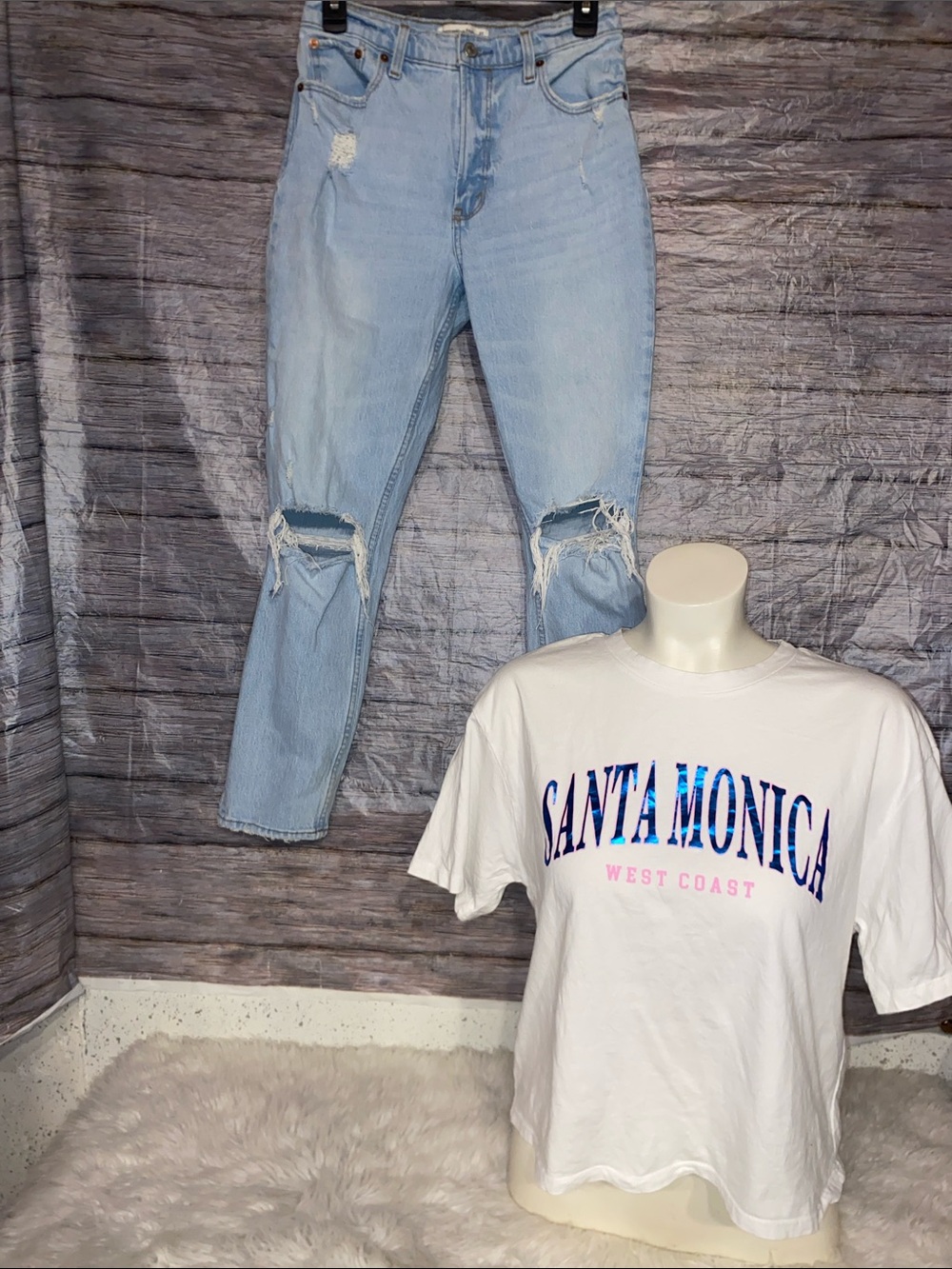 Abercrombie & Fitch The Skinny High Rise Light Blue Distressed Women’s Jeans